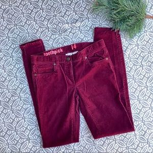 J.Crew CrewCuts Maroon Skinny Corduroy Pants 14